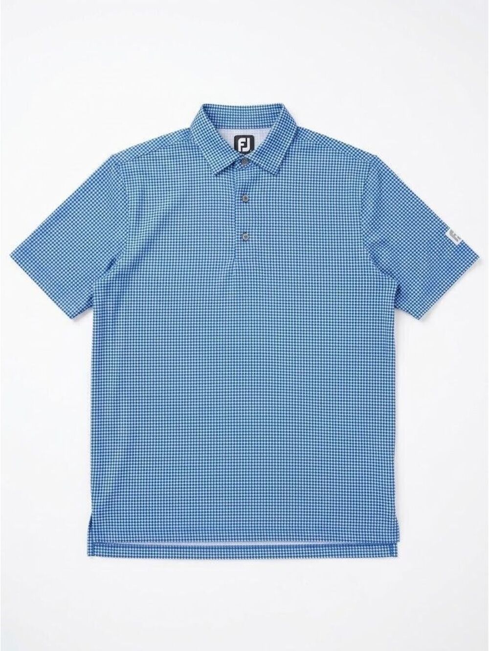 FootJoy Golf Polo Men’s L Blue White Houndstooth Meridian Club Performance